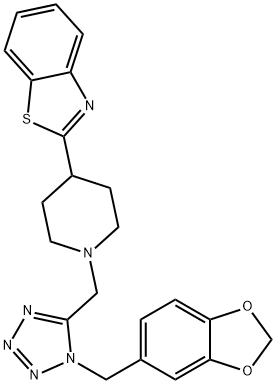 Benzothiazole, 2-[1-[[1-(1,3-benzodioxol-5-ylmethyl)-1H-tetrazol-5-yl]methyl]-4-piperidinyl]- (9CI) 结构式