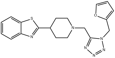 Benzothiazole, 2-[1-[[1-(2-furanylmethyl)-1H-tetrazol-5-yl]methyl]-4-piperidinyl]- (9CI) Structure