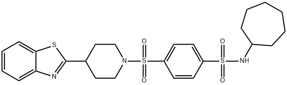 Benzenesulfonamide, 4-[[4-(2-benzothiazolyl)-1-piperidinyl]sulfonyl]-N-cycloheptyl- (9CI) Struktur