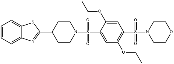 Morpholine, 4-[[4-[[4-(2-benzothiazolyl)-1-piperidinyl]sulfonyl]-2,5-diethoxyphenyl]sulfonyl]- (9CI) 结构式
