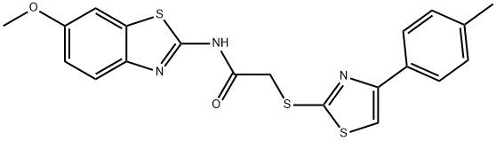 Acetamide, N-(6-methoxy-2-benzothiazolyl)-2-[[4-(4-methylphenyl)-2-thiazolyl]thio]- (9CI) Struktur