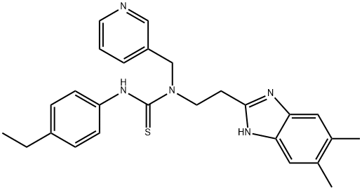Thiourea, N-[2-(5,6-dimethyl-1H-benzimidazol-2-yl)ethyl]-N-(4-ethylphenyl)-N-(3-pyridinylmethyl)- (9CI) 结构式