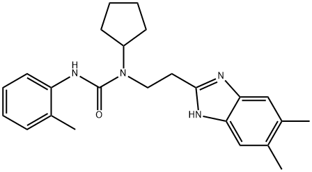Urea, N-cyclopentyl-N-[2-(5,6-dimethyl-1H-benzimidazol-2-yl)ethyl]-N-(2-methylphenyl)- (9CI) 化学構造式