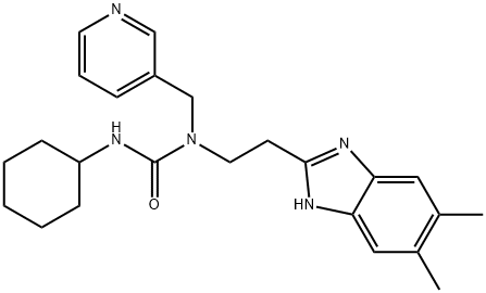 Urea, N-cyclohexyl-N-[2-(5,6-dimethyl-1H-benzimidazol-2-yl)ethyl]-N-(3-pyridinylmethyl)- (9CI) Struktur