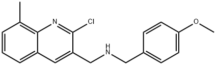 3-Quinolinemethanamine,2-chloro-N-[(4-methoxyphenyl)methyl]-8-methyl-(9CI) 化学構造式