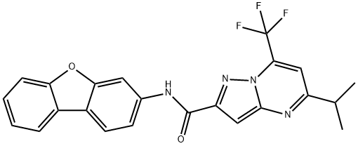 Pyrazolo[1,5-a]pyrimidine-2-carboxamide, N-dibenzofuran-3-yl-5-(1-methylethyl)-7-(trifluoromethyl)- (9CI) Structure