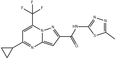 Pyrazolo[1,5-a]pyrimidine-2-carboxamide, 5-cyclopropyl-N-(5-methyl-1,3,4-thiadiazol-2-yl)-7-(trifluoromethyl)- (9CI) Structure