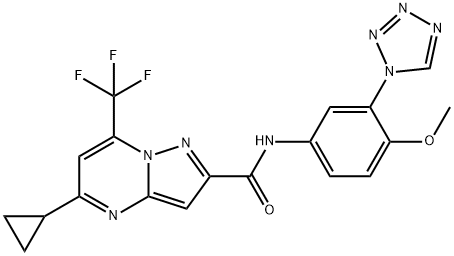Pyrazolo[1,5-a]pyrimidine-2-carboxamide, 5-cyclopropyl-N-[4-methoxy-3-(1H-tetrazol-1-yl)phenyl]-7-(trifluoromethyl)- (9CI)|