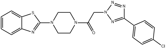 Piperazine, 1-(2-benzothiazolyl)-4-[[5-(4-chlorophenyl)-2H-tetrazol-2-yl]acetyl]- (9CI) Structure