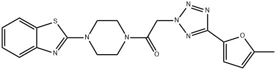 Piperazine, 1-(2-benzothiazolyl)-4-[[5-(5-methyl-2-furanyl)-2H-tetrazol-2-yl]acetyl]- (9CI) Structure