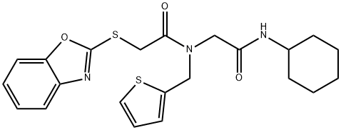 Acetamide, 2-(2-benzoxazolylthio)-N-[2-(cyclohexylamino)-2-oxoethyl]-N-(2-thienylmethyl)- (9CI) Struktur