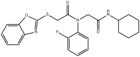 Acetamide, 2-(2-benzoxazolylthio)-N-[2-(cyclohexylamino)-2-oxoethyl]-N-(2-fluorophenyl)- (9CI) Struktur