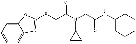 Acetamide, 2-(2-benzoxazolylthio)-N-[2-(cyclohexylamino)-2-oxoethyl]-N-cyclopropyl- (9CI) Structure