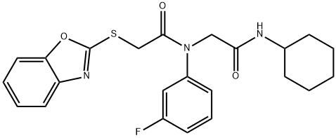 Acetamide, 2-(2-benzoxazolylthio)-N-[2-(cyclohexylamino)-2-oxoethyl]-N-(3-fluorophenyl)- (9CI) Struktur