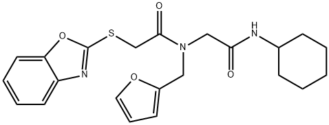 Acetamide, 2-(2-benzoxazolylthio)-N-[2-(cyclohexylamino)-2-oxoethyl]-N-(2-furanylmethyl)- (9CI) Struktur