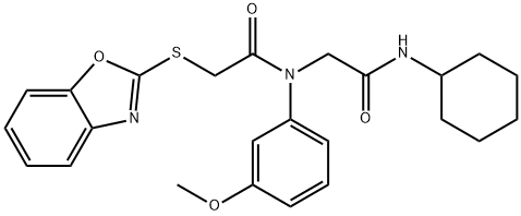 Acetamide, 2-(2-benzoxazolylthio)-N-[2-(cyclohexylamino)-2-oxoethyl]-N-(3-methoxyphenyl)- (9CI) Struktur