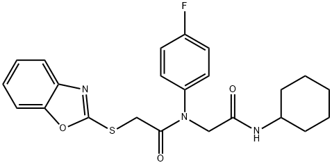 Acetamide, 2-(2-benzoxazolylthio)-N-[2-(cyclohexylamino)-2-oxoethyl]-N-(4-fluorophenyl)- (9CI) 结构式
