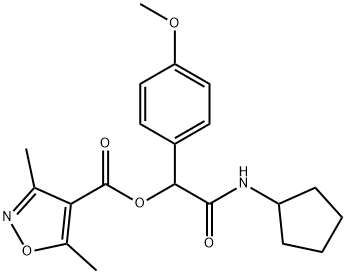 4-Isoxazolecarboxylicacid,3,5-dimethyl-,2-(cyclopentylamino)-1-(4-methoxyphenyl)-2-oxoethylester(9CI) Structure