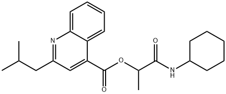 4-Quinolinecarboxylicacid,2-(2-methylpropyl)-,2-(cyclohexylamino)-1-methyl-2-oxoethylester(9CI) Structure