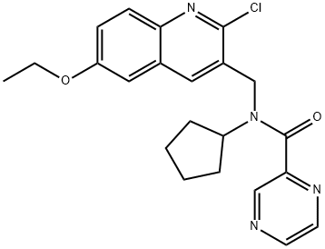 Pyrazinecarboxamide, N-[(2-chloro-6-ethoxy-3-quinolinyl)methyl]-N-cyclopentyl- (9CI) Structure