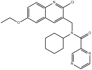 Pyrazinecarboxamide, N-[(2-chloro-6-ethoxy-3-quinolinyl)methyl]-N-cyclohexyl- (9CI) Struktur
