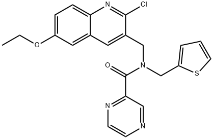 Pyrazinecarboxamide, N-[(2-chloro-6-ethoxy-3-quinolinyl)methyl]-N-(2-thienylmethyl)- (9CI) Struktur