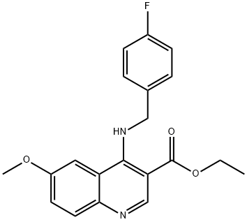 3-Quinolinecarboxylicacid,4-[[(4-fluorophenyl)methyl]amino]-6-methoxy-,ethylester(9CI) Structure