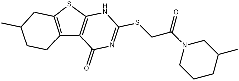 Piperidine, 1-[[(1,4,5,6,7,8-hexahydro-7-methyl-4-oxo[1]benzothieno[2,3-d]pyrimidin-2-yl)thio]acetyl]-3-methyl- (9CI) Structure