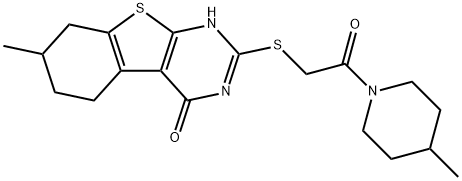 Piperidine, 1-[[(1,4,5,6,7,8-hexahydro-7-methyl-4-oxo[1]benzothieno[2,3-d]pyrimidin-2-yl)thio]acetyl]-4-methyl- (9CI) Structure