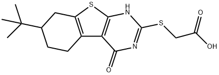 Acetic acid, [[7-(1,1-dimethylethyl)-1,4,5,6,7,8-hexahydro-4-oxo[1]benzothieno[2,3-d]pyrimidin-2-yl]thio]- (9CI) Struktur