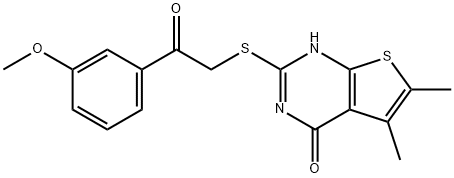 Thieno[2,3-d]pyrimidin-4(1H)-one, 2-[[2-(3-methoxyphenyl)-2-oxoethyl]thio]-5,6-dimethyl- (9CI) 结构式