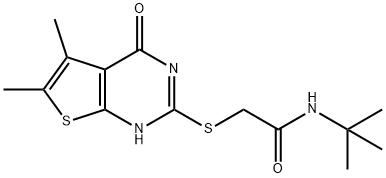 Acetamide, 2-[(1,4-dihydro-5,6-dimethyl-4-oxothieno[2,3-d]pyrimidin-2-yl)thio]-N-(1,1-dimethylethyl)- (9CI) Struktur