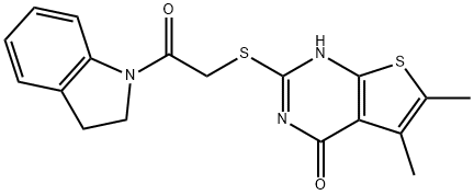 1H-Indole, 1-[[(1,4-dihydro-5,6-dimethyl-4-oxothieno[2,3-d]pyrimidin-2-yl)thio]acetyl]-2,3-dihydro- (9CI) Structure