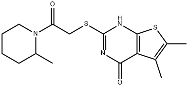 Piperidine, 1-[[(1,4-dihydro-5,6-dimethyl-4-oxothieno[2,3-d]pyrimidin-2-yl)thio]acetyl]-2-methyl- (9CI) Structure