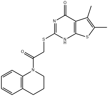 Quinoline, 1-[[(1,4-dihydro-5,6-dimethyl-4-oxothieno[2,3-d]pyrimidin-2-yl)thio]acetyl]-1,2,3,4-tetrahydro- (9CI) 结构式