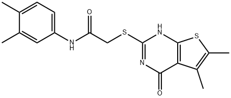 606107-80-6 Acetamide, 2-[(1,4-dihydro-5,6-dimethyl-4-oxothieno[2,3-d]pyrimidin-2-yl)thio]-N-(3,4-dimethylphenyl)- (9CI)
