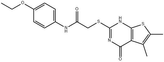 Acetamide, 2-[(1,4-dihydro-5,6-dimethyl-4-oxothieno[2,3-d]pyrimidin-2-yl)thio]-N-(4-ethoxyphenyl)- (9CI) Structure