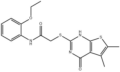 Acetamide, 2-[(1,4-dihydro-5,6-dimethyl-4-oxothieno[2,3-d]pyrimidin-2-yl)thio]-N-(2-ethoxyphenyl)- (9CI) 化学構造式