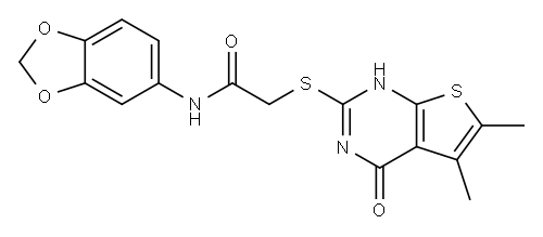 Acetamide, N-1,3-benzodioxol-5-yl-2-[(1,4-dihydro-5,6-dimethyl-4-oxothieno[2,3-d]pyrimidin-2-yl)thio]- (9CI) 结构式