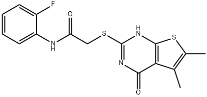 Acetamide, 2-[(1,4-dihydro-5,6-dimethyl-4-oxothieno[2,3-d]pyrimidin-2-yl)thio]-N-(2-fluorophenyl)- (9CI) Structure