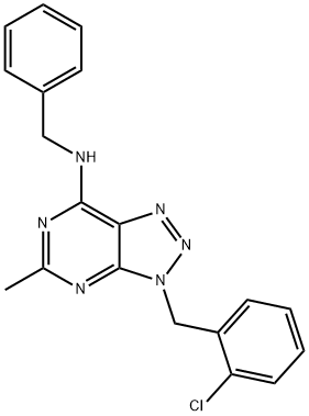 3H-1,2,3-Triazolo[4,5-d]pyrimidin-7-amine, 3-[(2-chlorophenyl)methyl]-5-methyl-N-(phenylmethyl)- (9CI) Structure