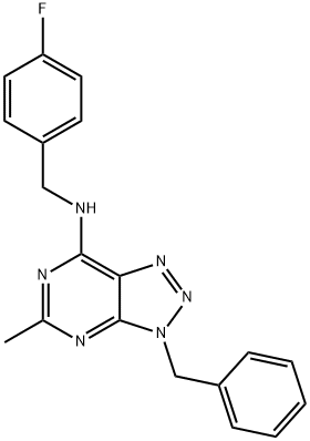3H-1,2,3-Triazolo[4,5-d]pyrimidin-7-amine, N-[(4-fluorophenyl)methyl]-5-methyl-3-(phenylmethyl)- (9CI) Structure