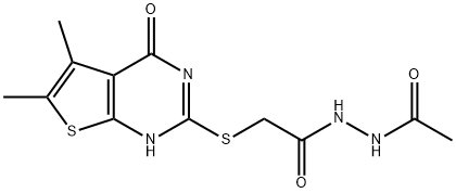 Acetic acid, [(1,4-dihydro-5,6-dimethyl-4-oxothieno[2,3-d]pyrimidin-2-yl)thio]-, 2-acetylhydrazide (9CI)|