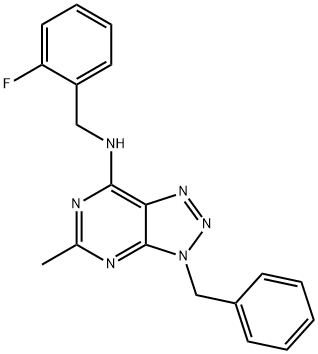 3H-1,2,3-Triazolo[4,5-d]pyrimidin-7-amine, N-[(2-fluorophenyl)methyl]-5-methyl-3-(phenylmethyl)- (9CI) 结构式