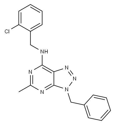 3H-1,2,3-Triazolo[4,5-d]pyrimidin-7-amine, N-[(2-chlorophenyl)methyl]-5-methyl-3-(phenylmethyl)- (9CI) 结构式