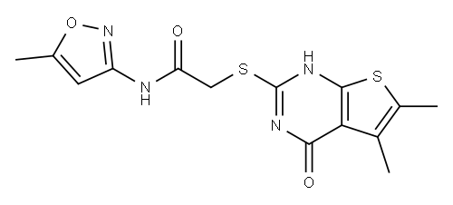 Acetamide, 2-[(1,4-dihydro-5,6-dimethyl-4-oxothieno[2,3-d]pyrimidin-2-yl)thio]-N-(5-methyl-3-isoxazolyl)- (9CI) Structure