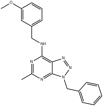 3H-1,2,3-Triazolo[4,5-d]pyrimidin-7-amine, N-[(3-methoxyphenyl)methyl]-5-methyl-3-(phenylmethyl)- (9CI) Structure
