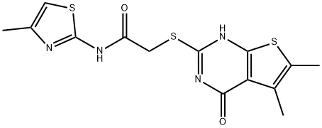 Acetamide, 2-[(1,4-dihydro-5,6-dimethyl-4-oxothieno[2,3-d]pyrimidin-2-yl)thio]-N-(4-methyl-2-thiazolyl)- (9CI) Structure