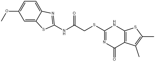 Acetamide, 2-[(1,4-dihydro-5,6-dimethyl-4-oxothieno[2,3-d]pyrimidin-2-yl)thio]-N-(6-methoxy-2-benzothiazolyl)- (9CI) Struktur