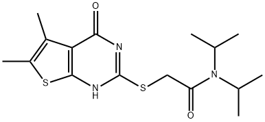 Acetamide, 2-[(1,4-dihydro-5,6-dimethyl-4-oxothieno[2,3-d]pyrimidin-2-yl)thio]-N,N-bis(1-methylethyl)- (9CI) Struktur